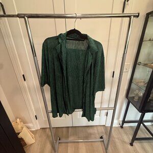 Emerald Green Satin Pant Set